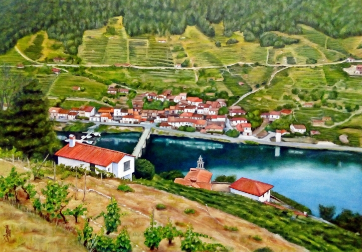 Vista del pueblo de Belesar (Ribeira Sacra)